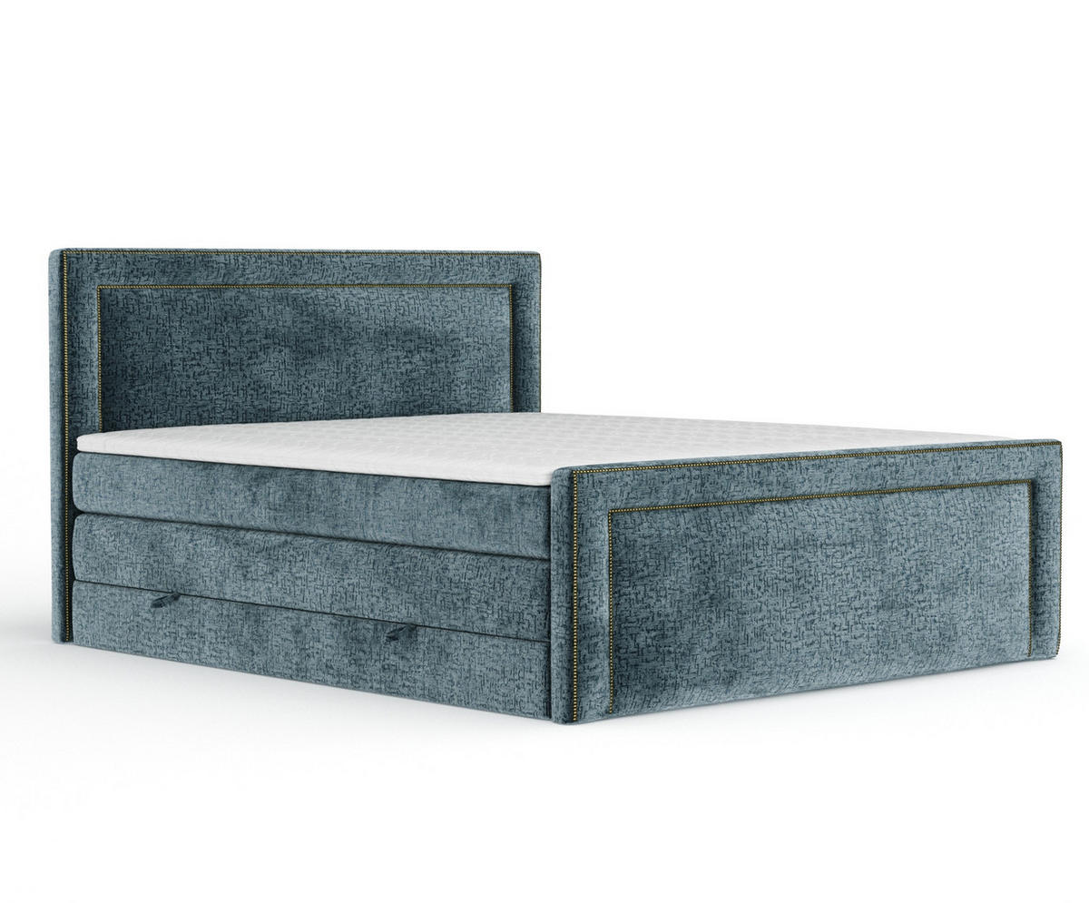 BOXSPRINGBETT Luxora Blau 140/200 cm - Blau/Schwarz, Holz/Holzwerkstoff (140/200cm) - Maison de Reve