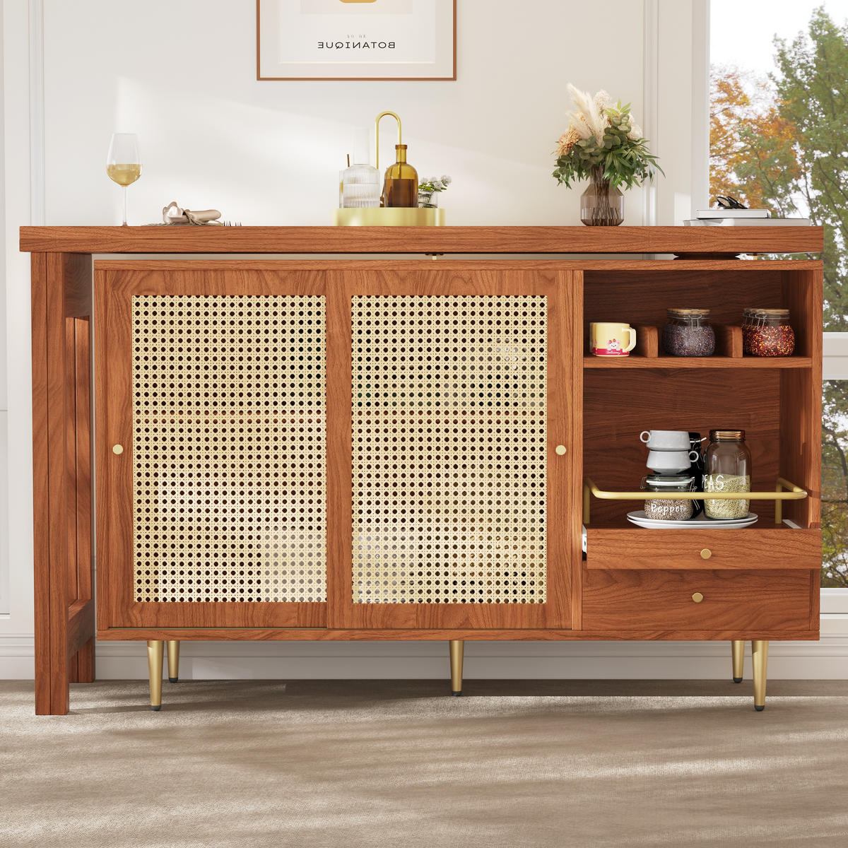 BARTISCH Braun 107/40/71,4 cm - Braun, Holzwerkstoff (40/76/187cm) - Urban Meuble