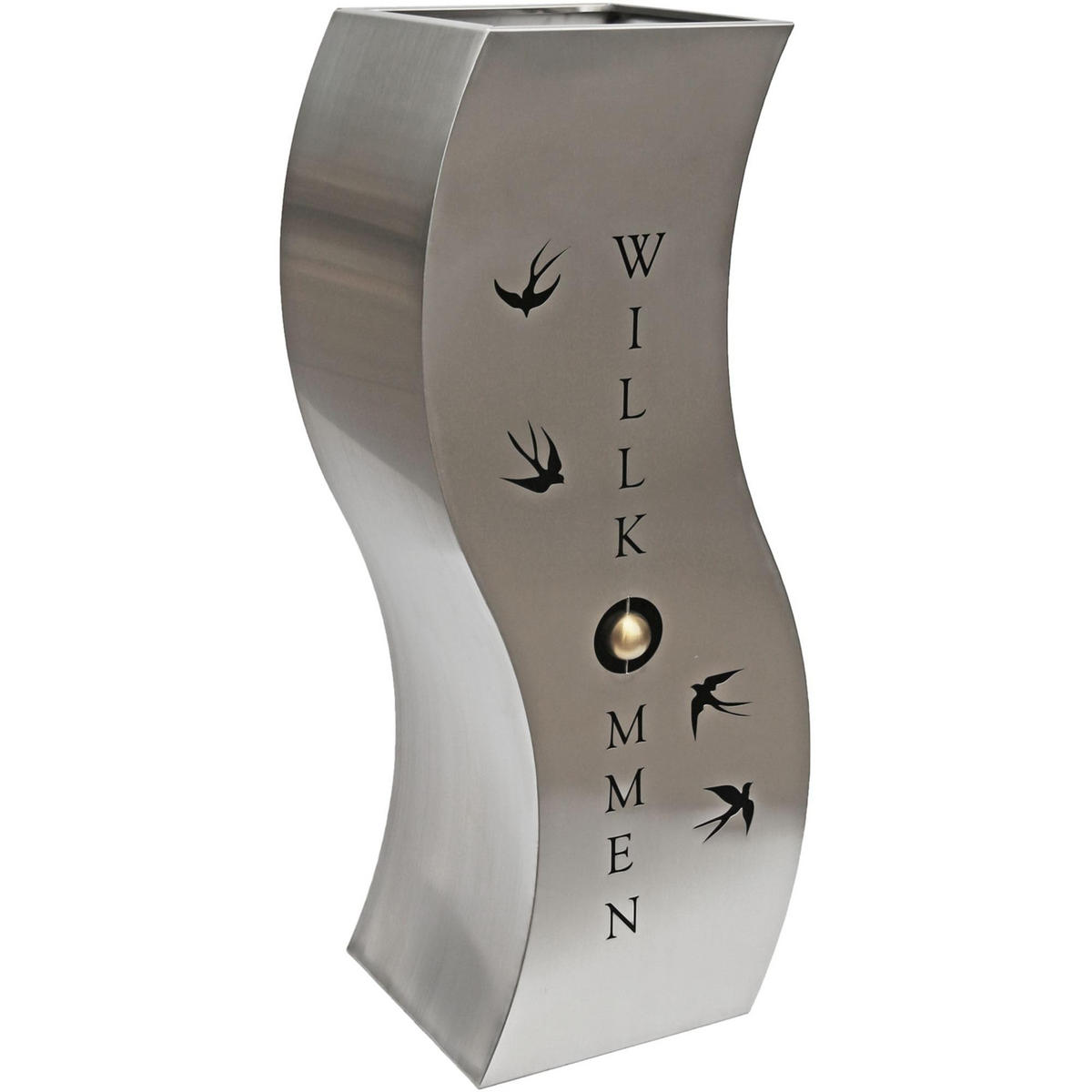 PFLANZSÄULE Oliver Geschwungen Silber Edelstahl Pflanzkübel - Silberfarben, Metall (80cm) - DELUKE