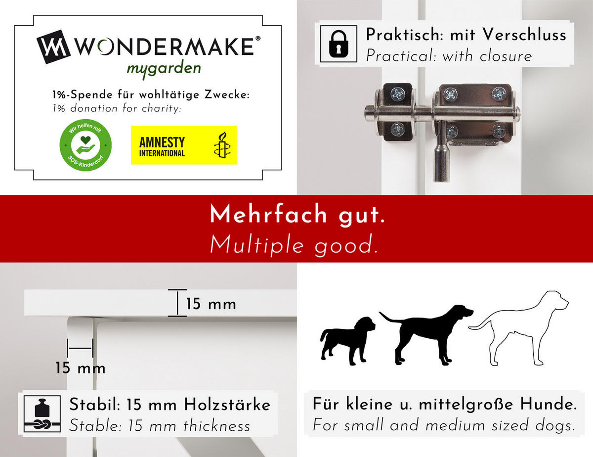 HUNDEKÄFIG aus Holz für Zuhause, mit Beistelltisch, Indoor 90x60 cm - Weiß, Holz (91/74/60cm) - WONDERMAKE