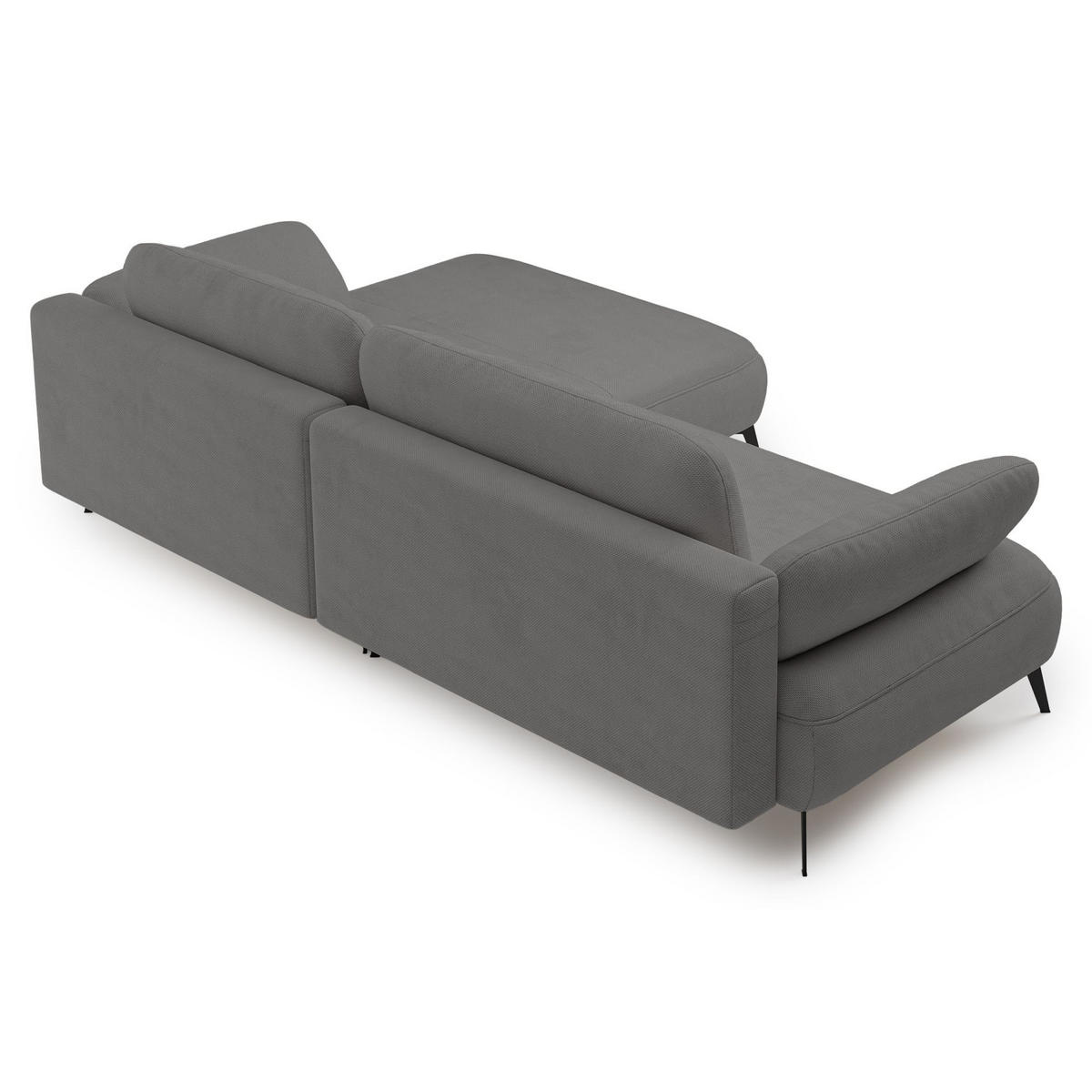 ECKSOFA Avolla Grau rechts - Schwarz/Grau, Textil/Metall (186/284cm) - Selsey