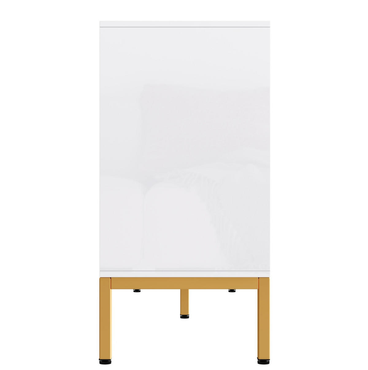 SIDEBOARD 140/40/80 cm in Weiß Hochglanz mit 4 Türen & goldfarbenen Metallbeinen - Weiß, Holzwerkstoff (140/80/40cm) - BEAOK