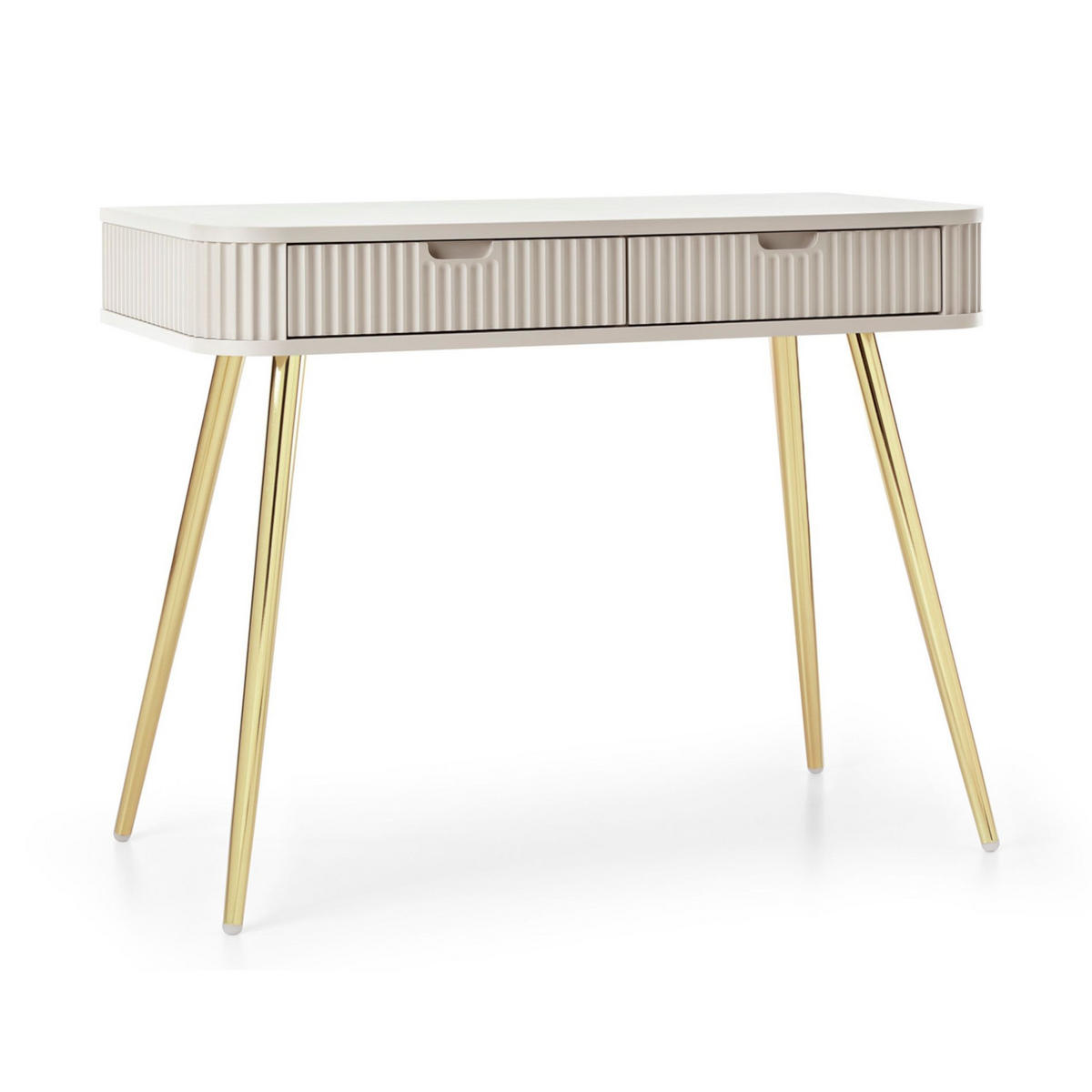 SCHMINKTISCH Zova Greige mit goldenen Beinen 110 cm - Taupe/Goldfarben, Holzwerkstoff/Metall (49/103/80cm) - Selsey