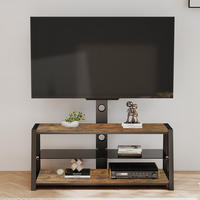TV-STÄNDER aus MDF 116x42x125 cm Metall und Glas Braun mit höhenverstellbarer TV-Halterung - Braun, Holzwerkstoff (116/125/42cm) - IVMEU