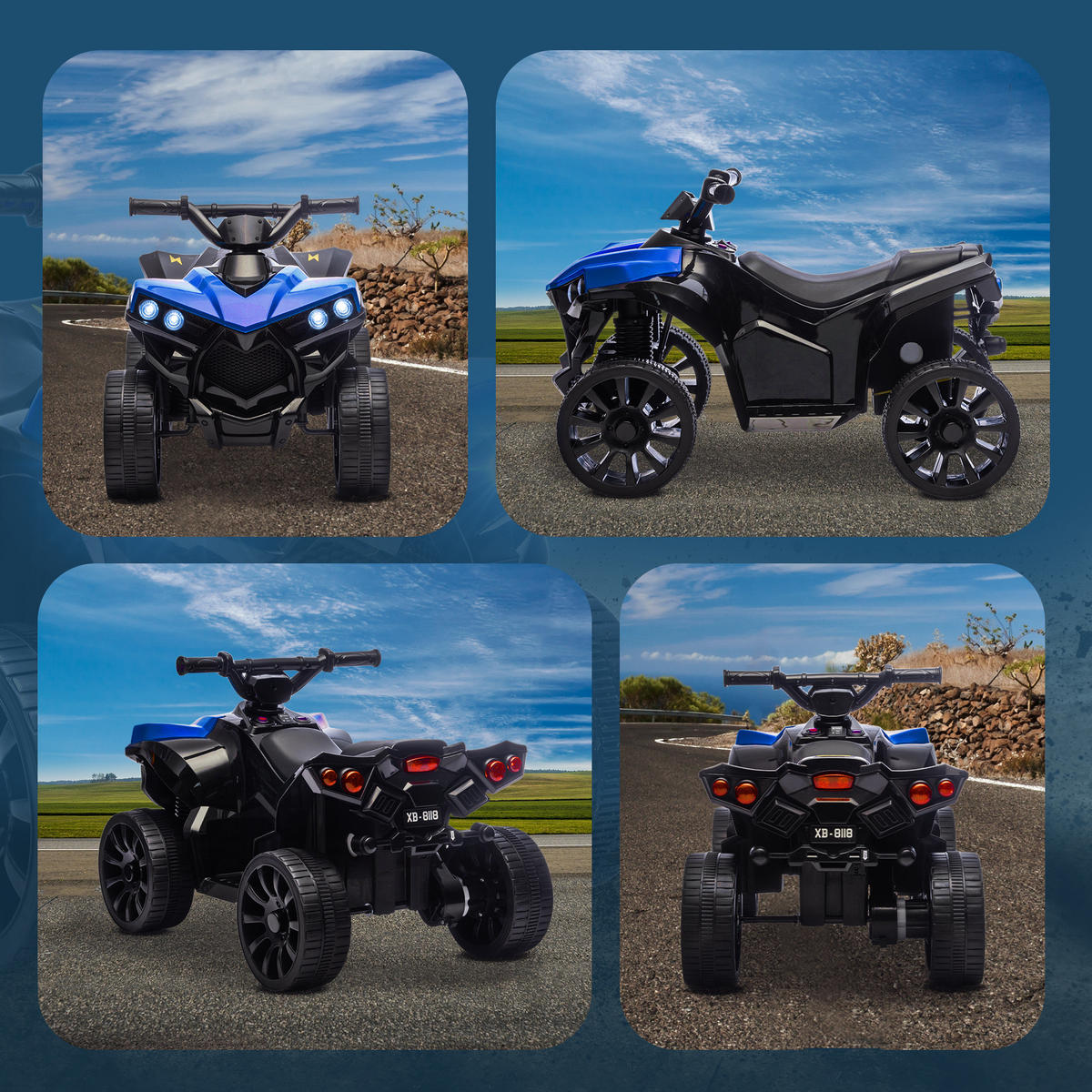 KINDER QUAD mit Scheinwerfer Blau - Blau, Metall (70/42/45cm) - AIYAPLAY