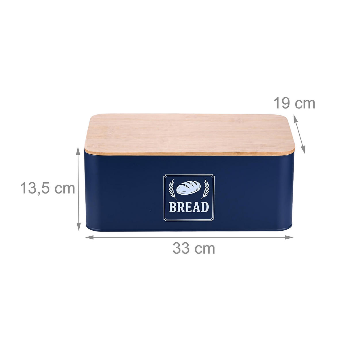 BROTKASTEN - Dunkelblau, Holz/Metall (33/13.5/19cm) - Relaxdays