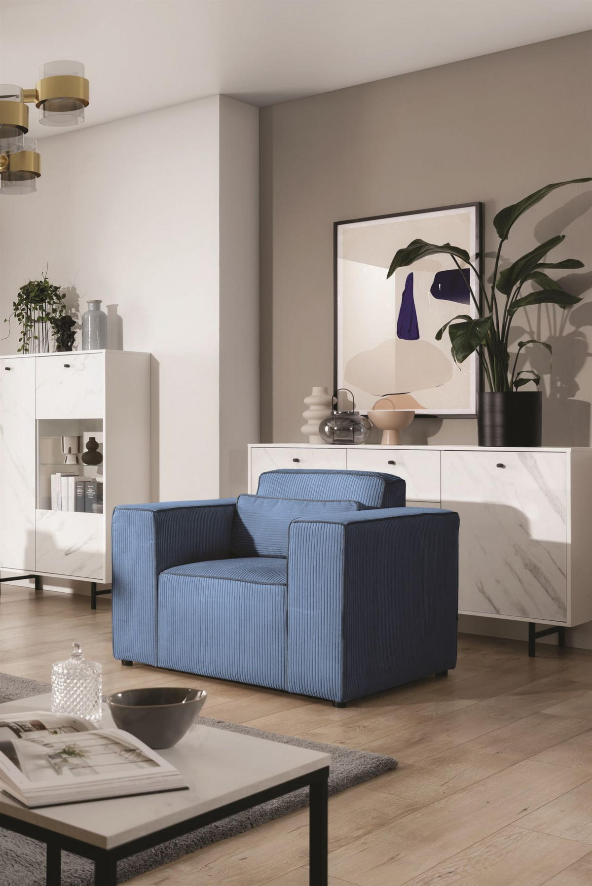 SESSEL Waldo In In Poso - Blau, Holzwerkstoff/Textil (101/80/92cm) - Fun Möbel