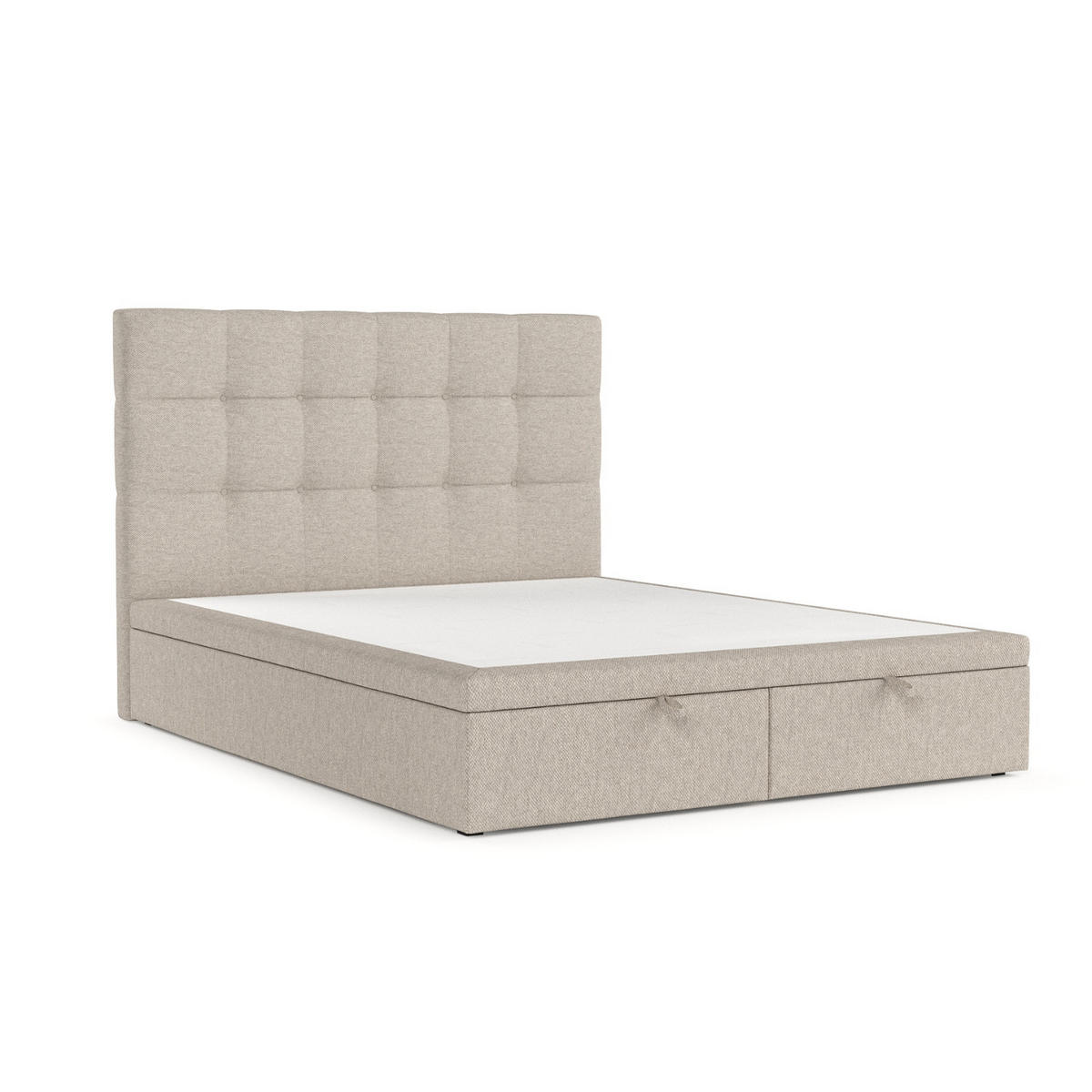 POLSTERBETT Guam mit Stauraum 120/200 cm Hellbeige im Megan Stoff - Beige/Schwarz, Holz/Holzwerkstoff (120/200cm) - AltaBeds