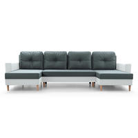 WOHNLANDSCHAFT - CARL U (Grau + Weiße Kunstleder) - Weiß, Holzwerkstoff (300/90/142cm) - Möblo