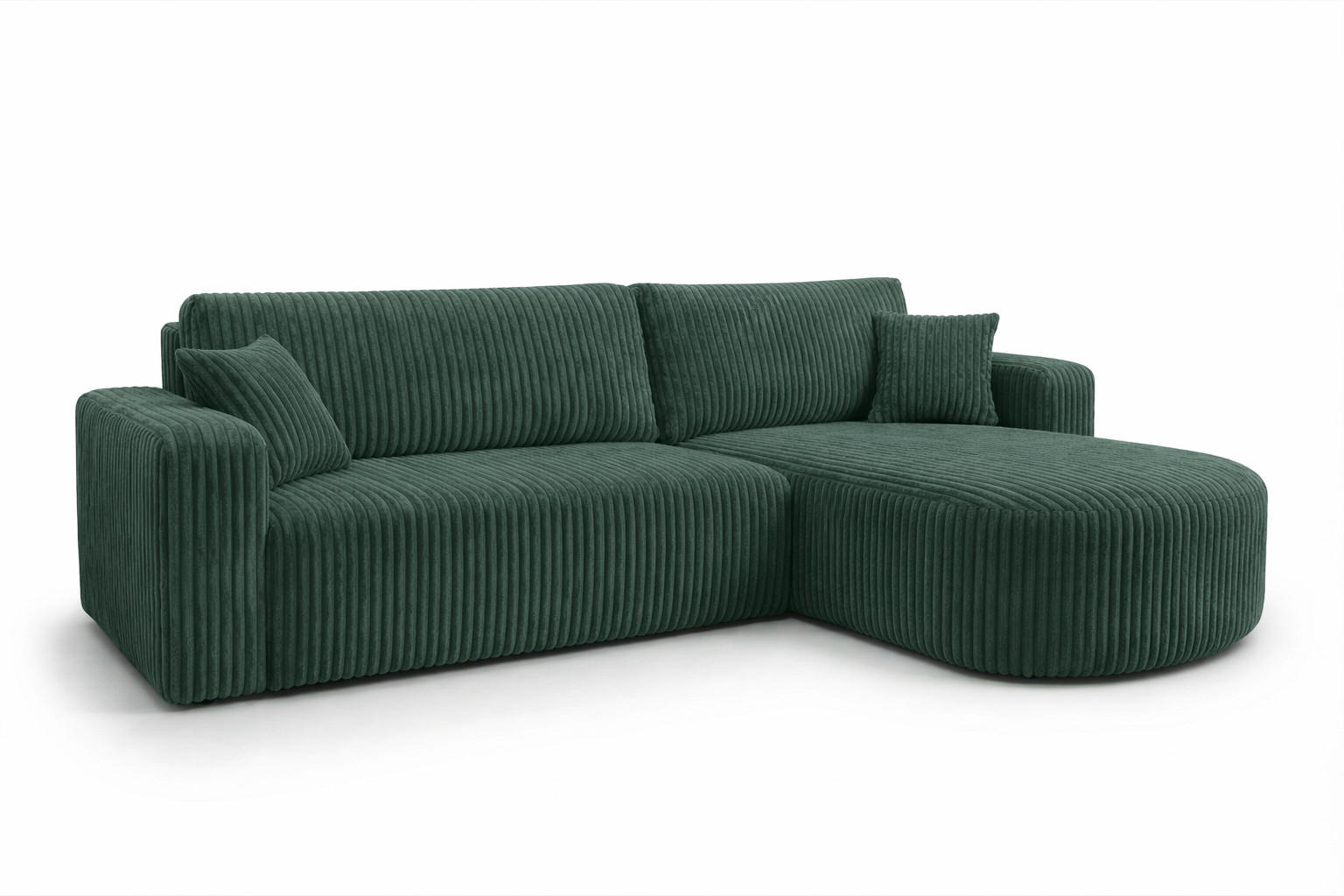 Kaiser Möbel ROHOVÁ SEDAČKA s funkcí spaní, manšestrová tkanina Tilia, Zelená, Pravá strana, ROUND ONE XL