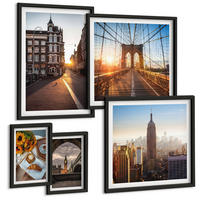 BILDER SET 5er Set - 50x50 cm & 20x30 cm & 40x60 cm Schwarzer Rahmen - Venezianische Straßen Wasserarchitektur - Schwarz, Kunststoff (40/60cm) - TULUP