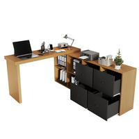 PSACÍ stůl, otočný 360°, 120/48/78 + 140/35/74 cm, MDF černá/dub - barva dubu, kompozitní dřevo (140/74/35cm) - BEAOK