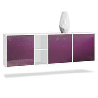 SIDEBOARD Cuba Türen in Brombeer Hochglanz - Brombeere, Holzwerkstoff (182/53/35cm) - Vladon
