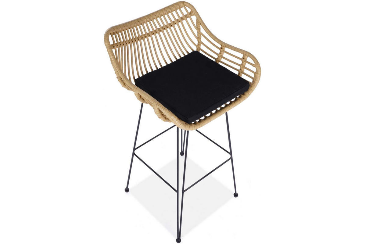 BARHOCKER BERIDIS Boho, schwarz/beige - Beige/Schwarz, Kunststoff (104/41/47cm) - KONSIMO®