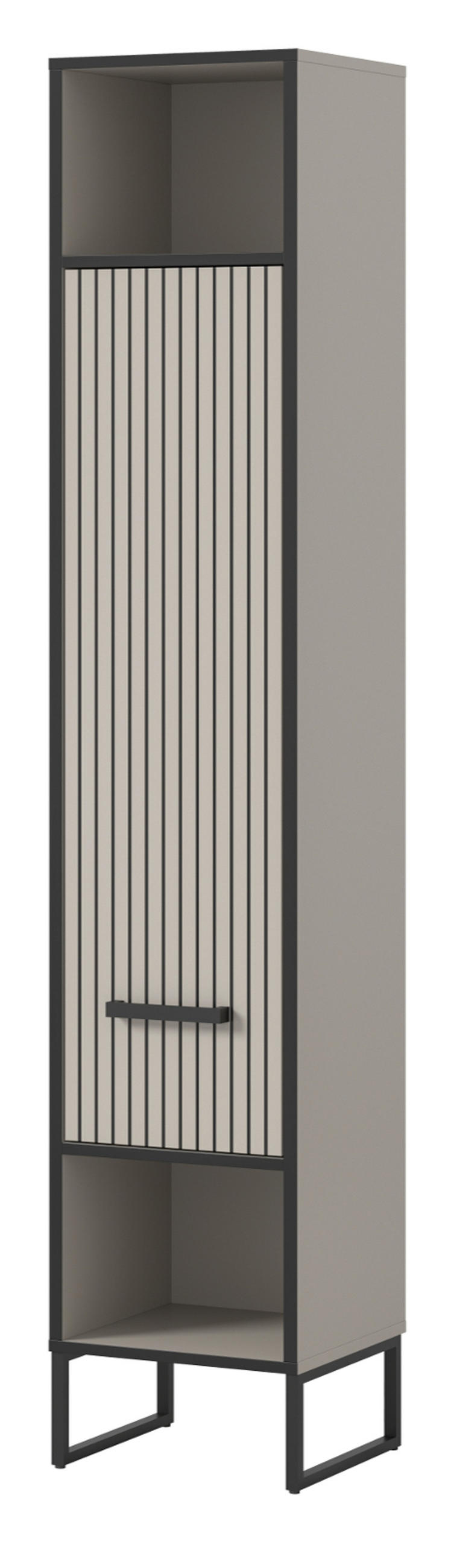 HOCHSCHRANK schwarz, sand 30 cm, Badschrank mit Soft-Close - Sandfarben/Schwarz, Holzwerkstoff/Metall (30/192/32cm) - Inn.Furn