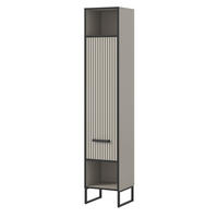 HOCHSCHRANK schwarz, sand 30 cm, Badschrank mit Soft-Close - Sandfarben/Schwarz, Holzwerkstoff/Metall (30/192/32cm) - Inn.Furn