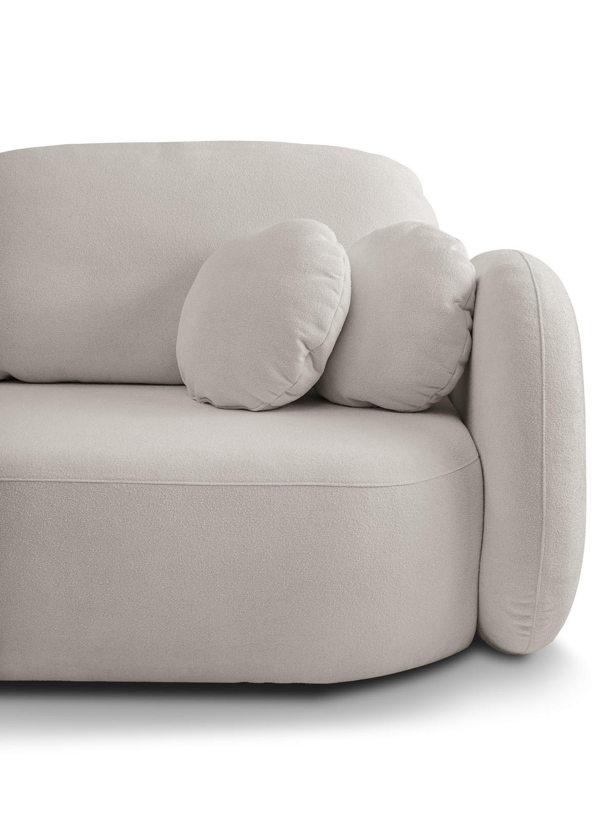 BETTSOFA AMICO Hellgrau Bucle-Stoff mit Schlaffunktion - Hellgrau, Holz (238/86.5/101cm) - MASSENO