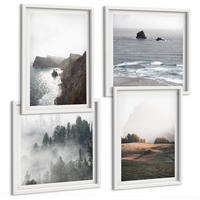 BILDER SET 4er Set - 50x50 cm & 40x60 cm Weißer Rahmen - Landschaften aus Bergen und Meer - Weiß, Kunststoff (50/50cm) - TULUP