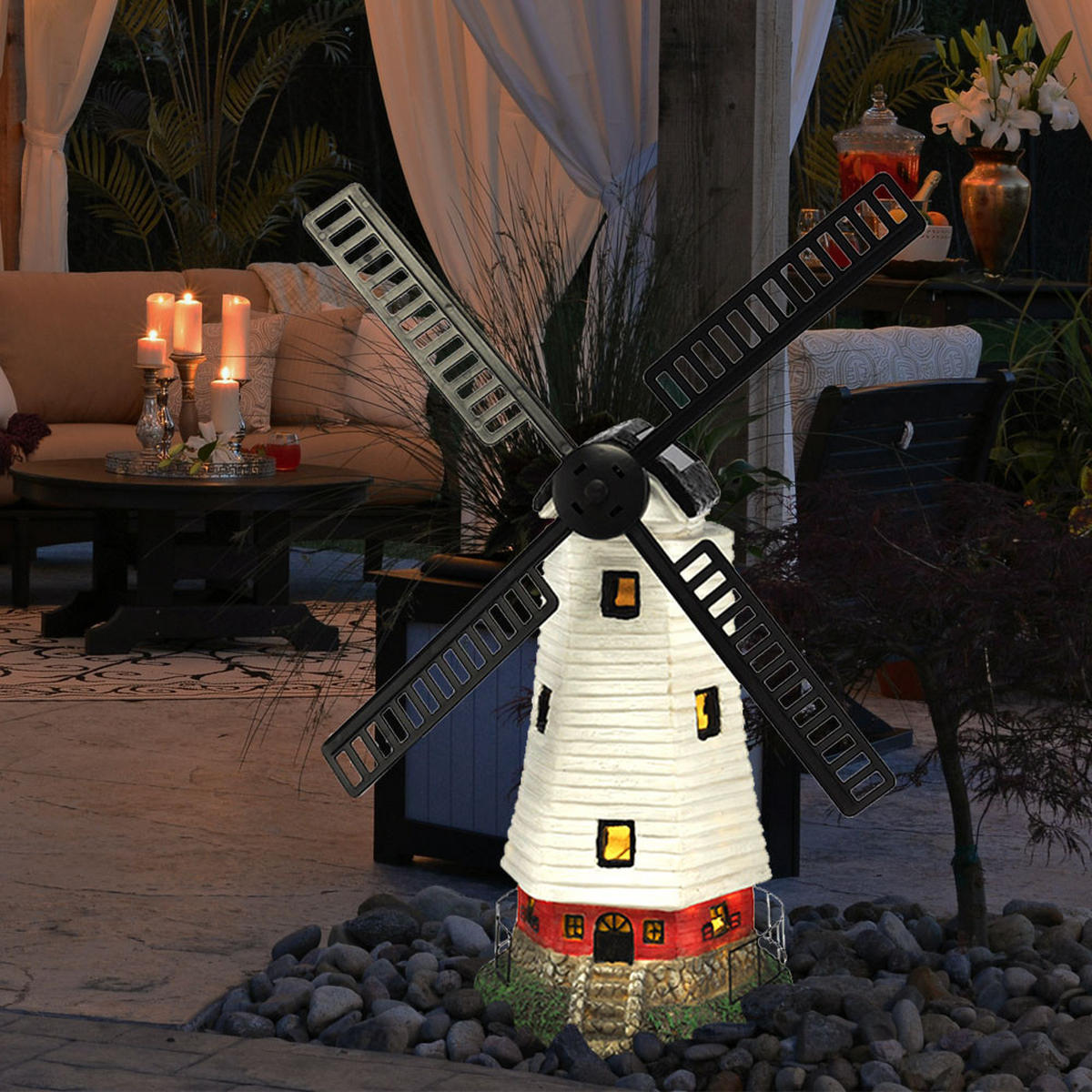 LED AUSSENLEUCHTE Windmühle Bunt Kunststoff - Multicolor, Kunststoff (19/42/51cm)