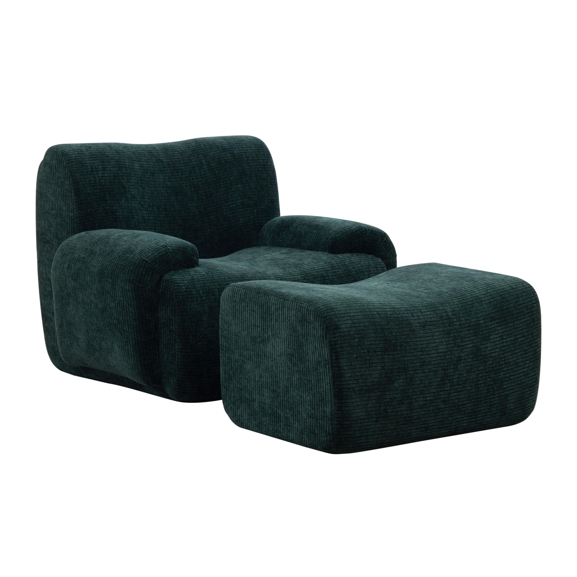 SESSEL DE-35123 mit Hocker Grün - Grün, Textil (94/78.5/113cm) - ComfortXL