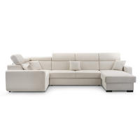 WOHNLANDSCHAFT CASTELLO Beige Plüsch-Stoff mit Schlaffunktion - Beige, Holz (337/97/184cm) - MASSENO