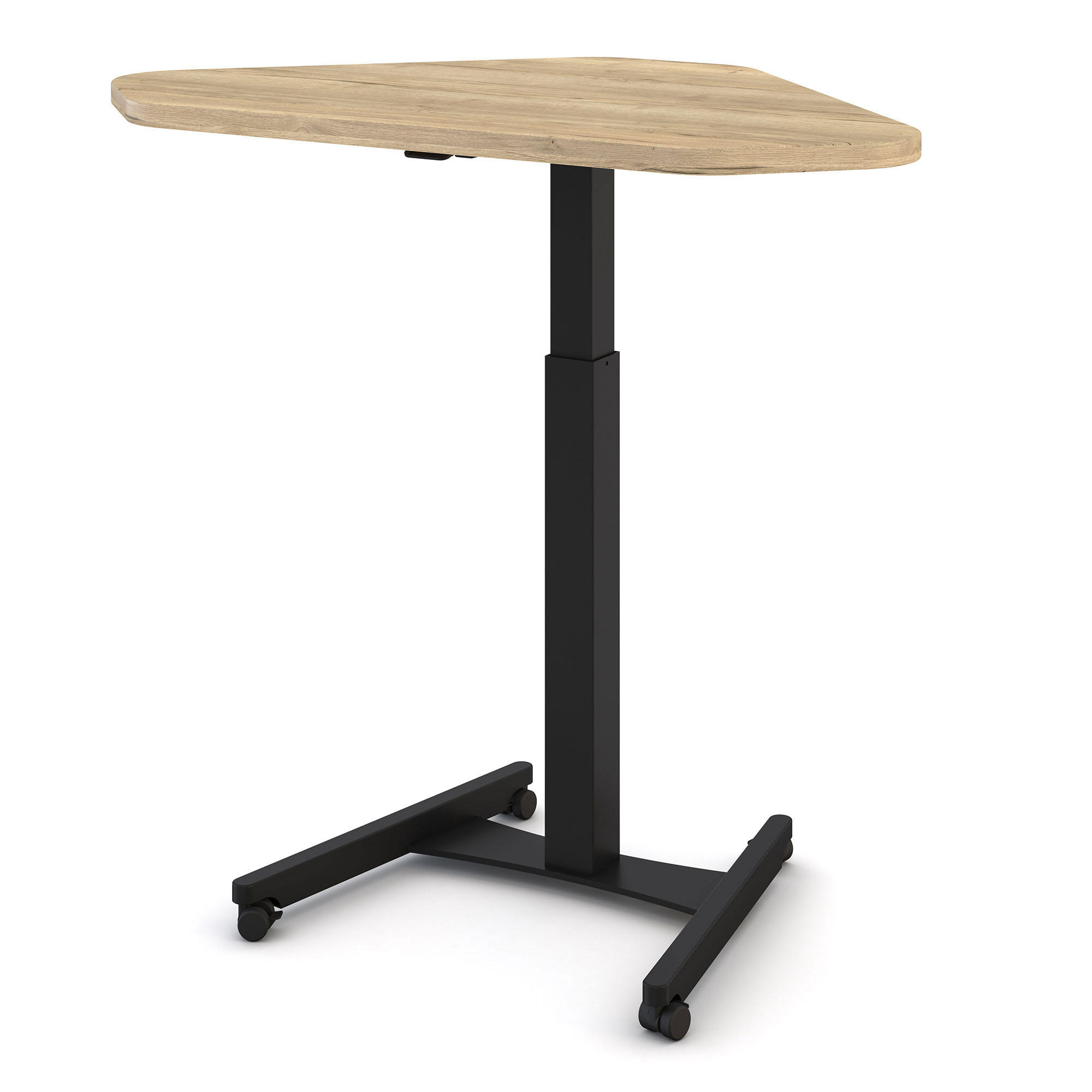 STEHPULT Höhenverstellbares Steh-Sitzpult Single Desk Eiche Natura Schwarz /72-116cm - Multicolor, Holz/Metall (67.5/108/72cm) - ASSMANN