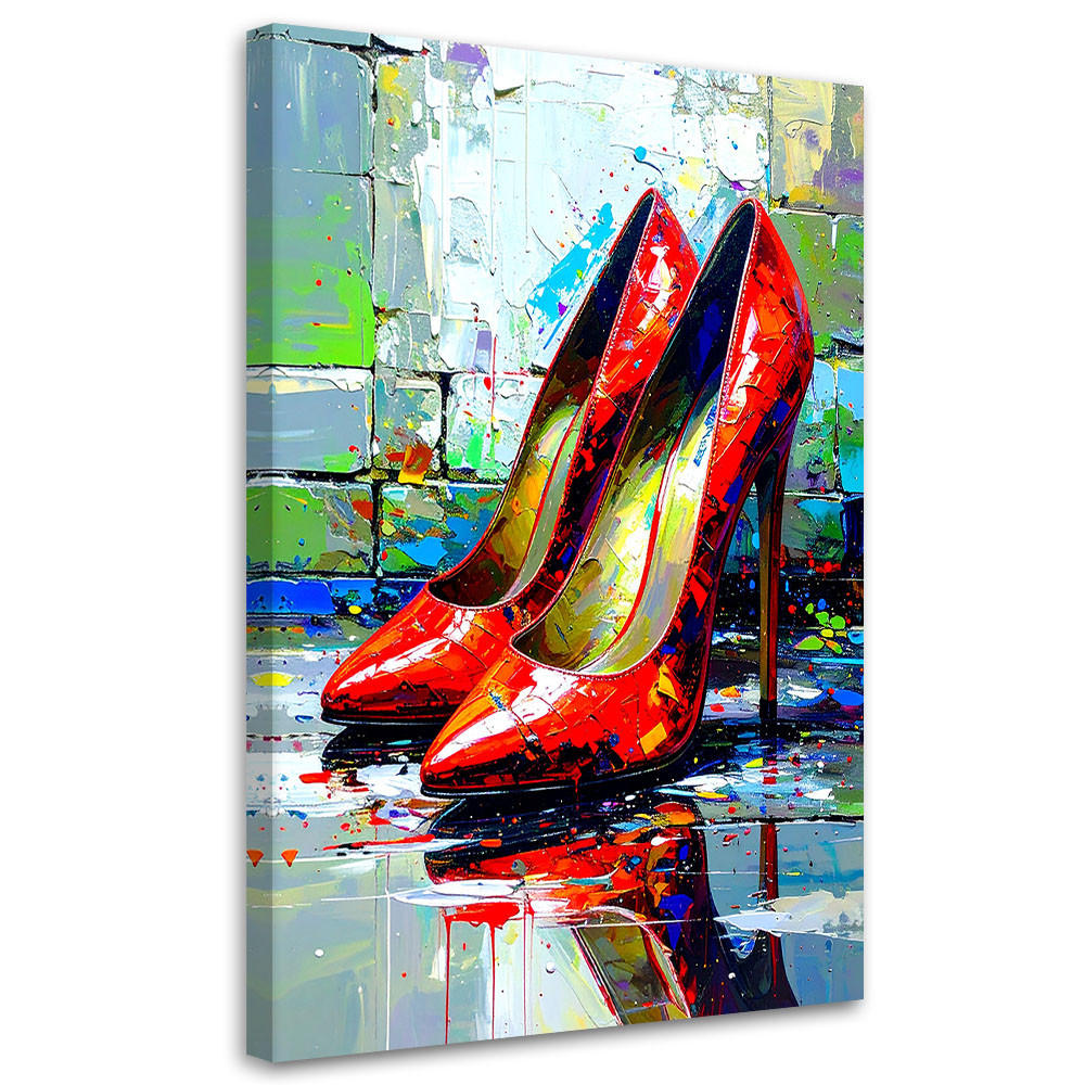 LEINWANDBILD Rote High Heels 60x90cm - Rot, Textil (60/90cm) - Feeby