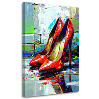 LEINWANDBILD Rote High Heels 60x90cm - Rot, Textil (60/90cm) - Feeby