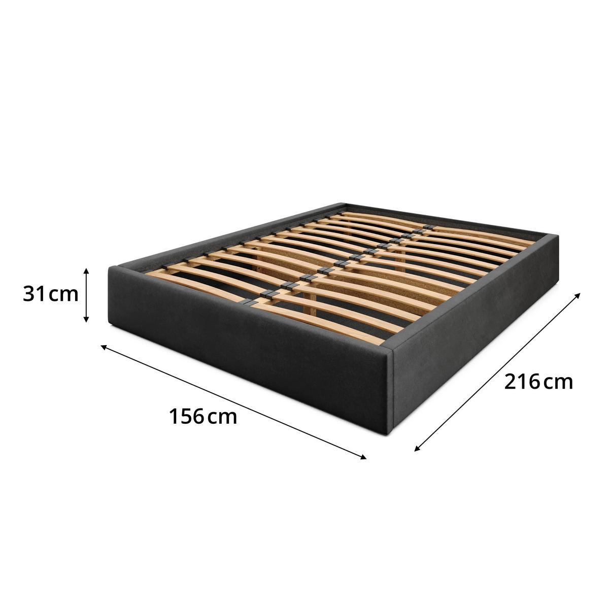 POLSTERBETT 140x200cm Bett mit Stauraum Lattenrost Schwarz - Schwarz, Holz/Holzwerkstoff (140/200cm) - Muralo