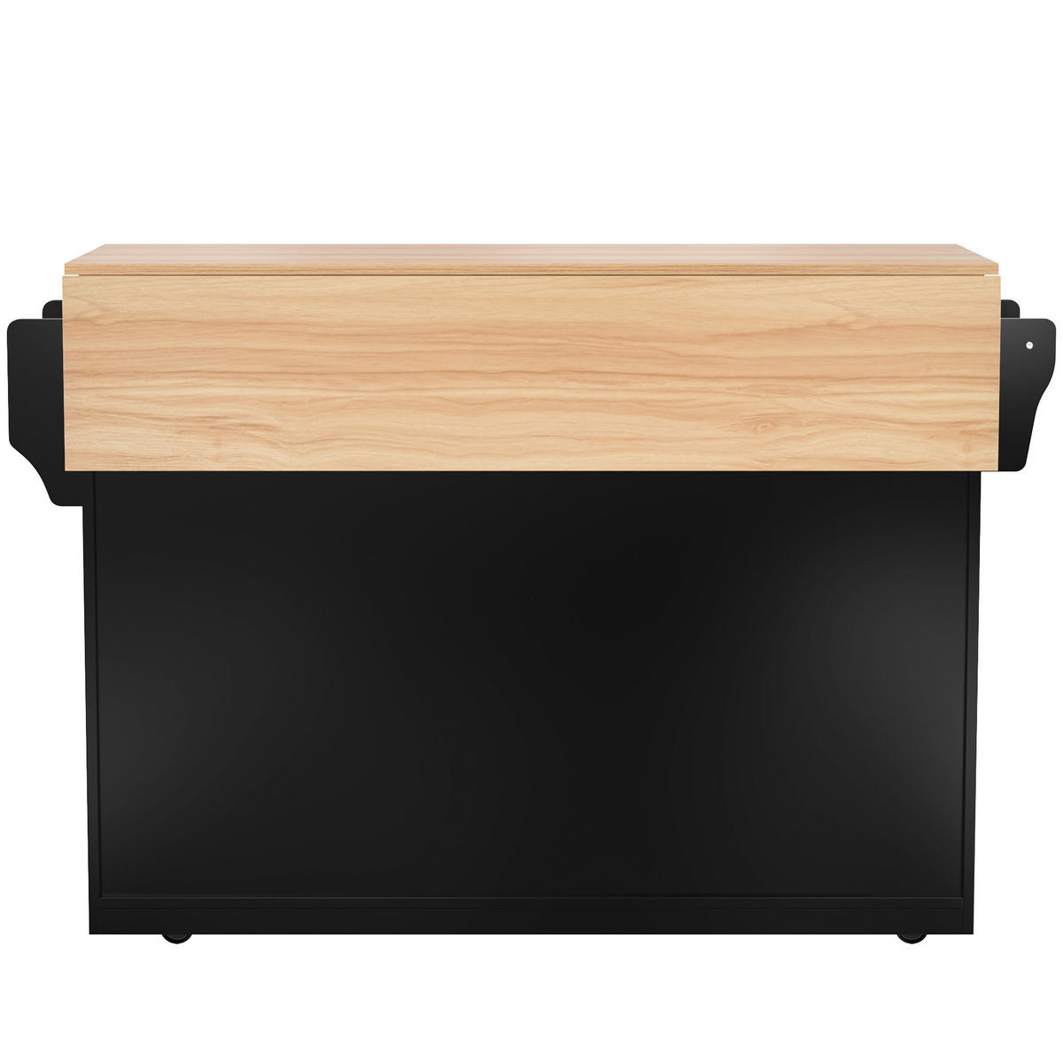KÜCHENINSEL 120/46(70)/91,5 cm aus MDF mit klappbarer Tischplatte und Rollen Schwarz/Natur - Schwarz, Holzwerkstoff (120/91.5/71cm) - Modenvie