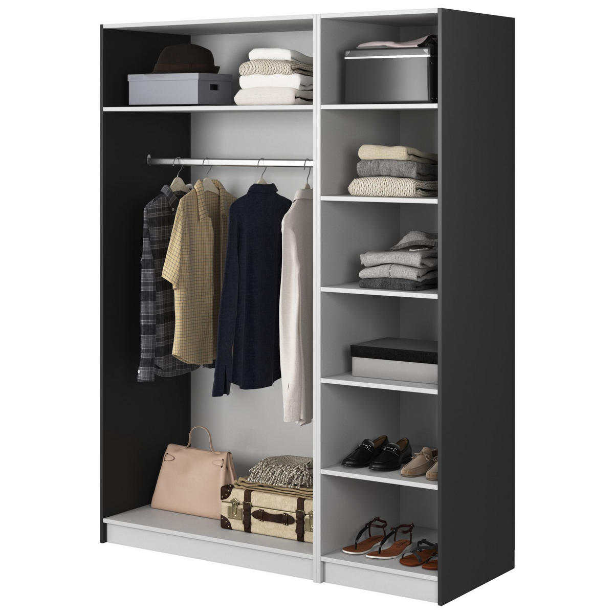 KLEIDERSCHRANK Moonir Schwarz 150 cm - Goldfarben/Schwarz, Holzwerkstoff/Metall (150/200.5/57cm) - Selsey
