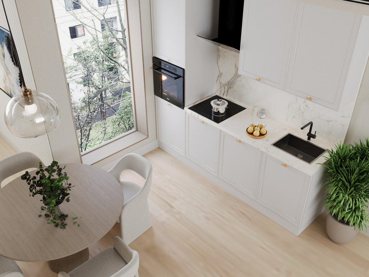 KÜCHENZEILE 240 cm Livaro – KU-S32 – Weiß / Weiß Rahmen - Weiß, Holzwerkstoff (240/247/60cm) - hi-markt