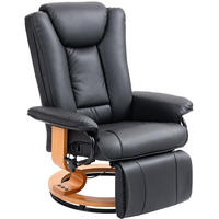 RELAXSESSEL 78/88/103 cm in Schwarz drehbar mit Liegefunktion - Schwarz, Leder (78/103/88cm) - BEAOK