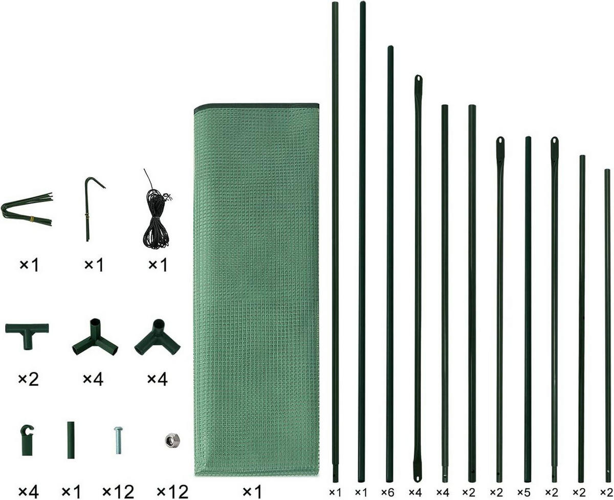 FOLIENGEWÄCHSHAUS 130 g/m², PE halbtransparente Tomatengewächshaus - Grün, Textil/Metall (200/146/77cm) - Woltu