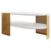 COUCHSITCH Fikoli Oval Gold II - Goldfarben/Weiß, Holzwerkstoff/Metall (100/50/40cm) - MIRJAN24