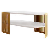 COUCHSITCH Fikoli Oval Gold II - Goldfarben/Weiß, Holzwerkstoff/Metall (100/50/40cm) - MIRJAN24