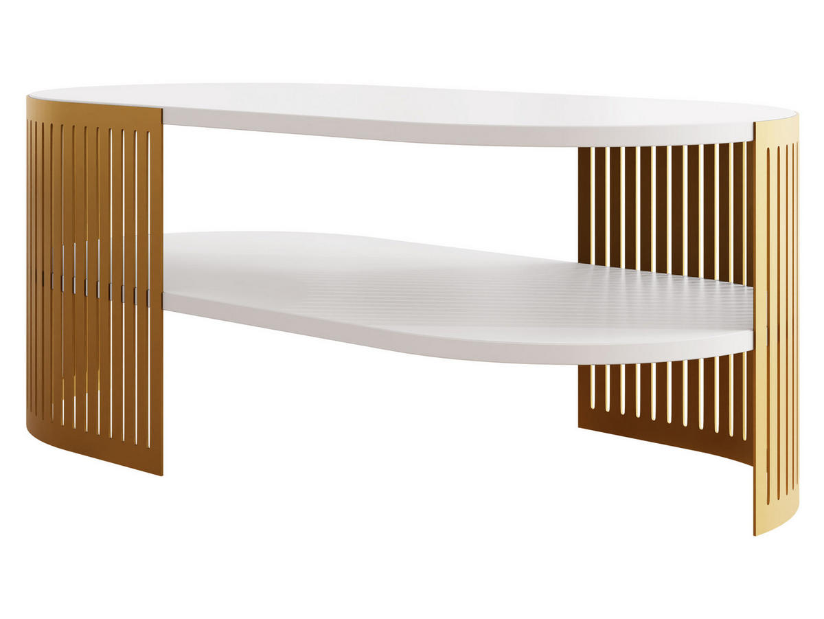 COUCHSITCH Fikoli Oval Gold II - Goldfarben/Weiß, Holzwerkstoff/Metall (100/50/40cm) - MIRJAN24