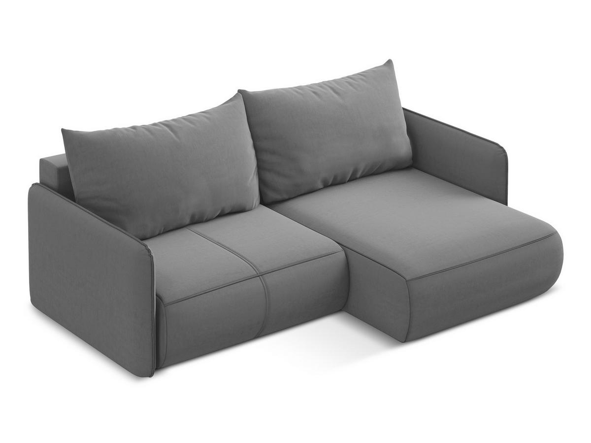 ECKSOFA mit Schlaffunktion Samt Stoff Grau - Schwarz/Grau, Kunststoff/Textil (207/148cm) - Makamii