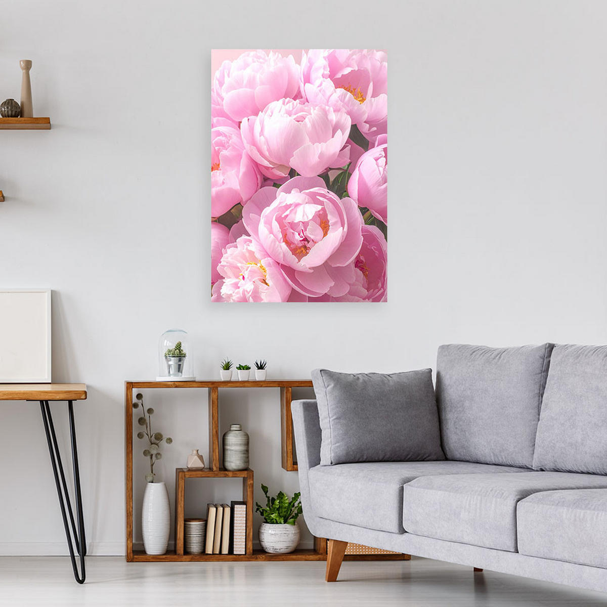 BILDER, Rosa Pfingstrosen Blumen Natur - Rosa, Textil (60/90cm) - Feeby