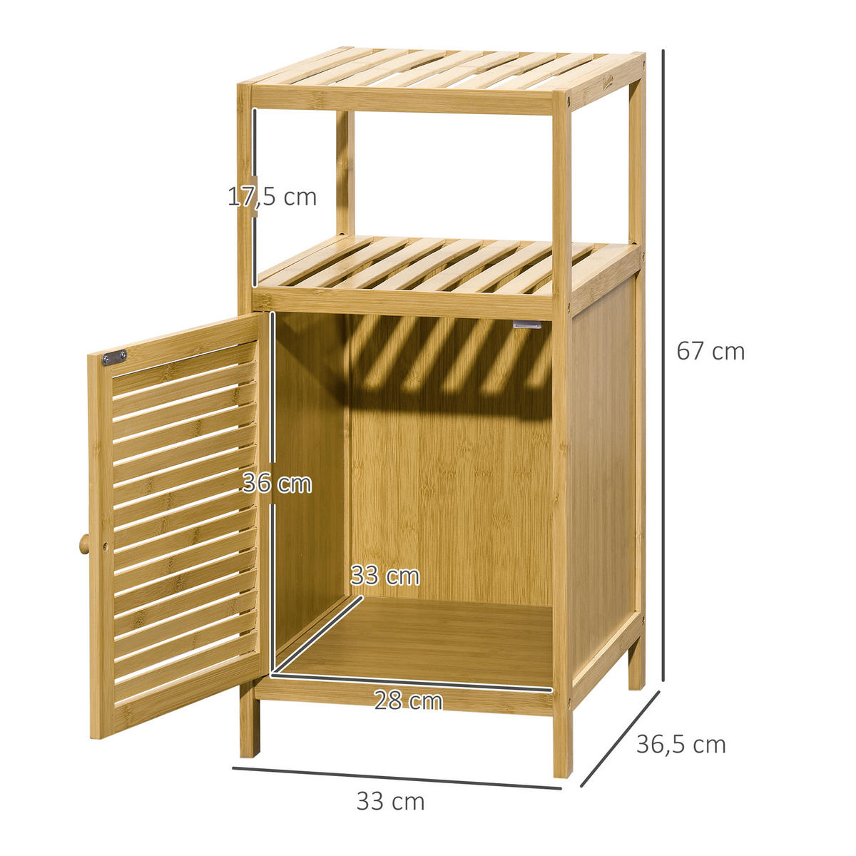 BADEZIMMERSCHRANK - Naturfarben, Holzwerkstoff (36.5/67/33cm) - Kleankin