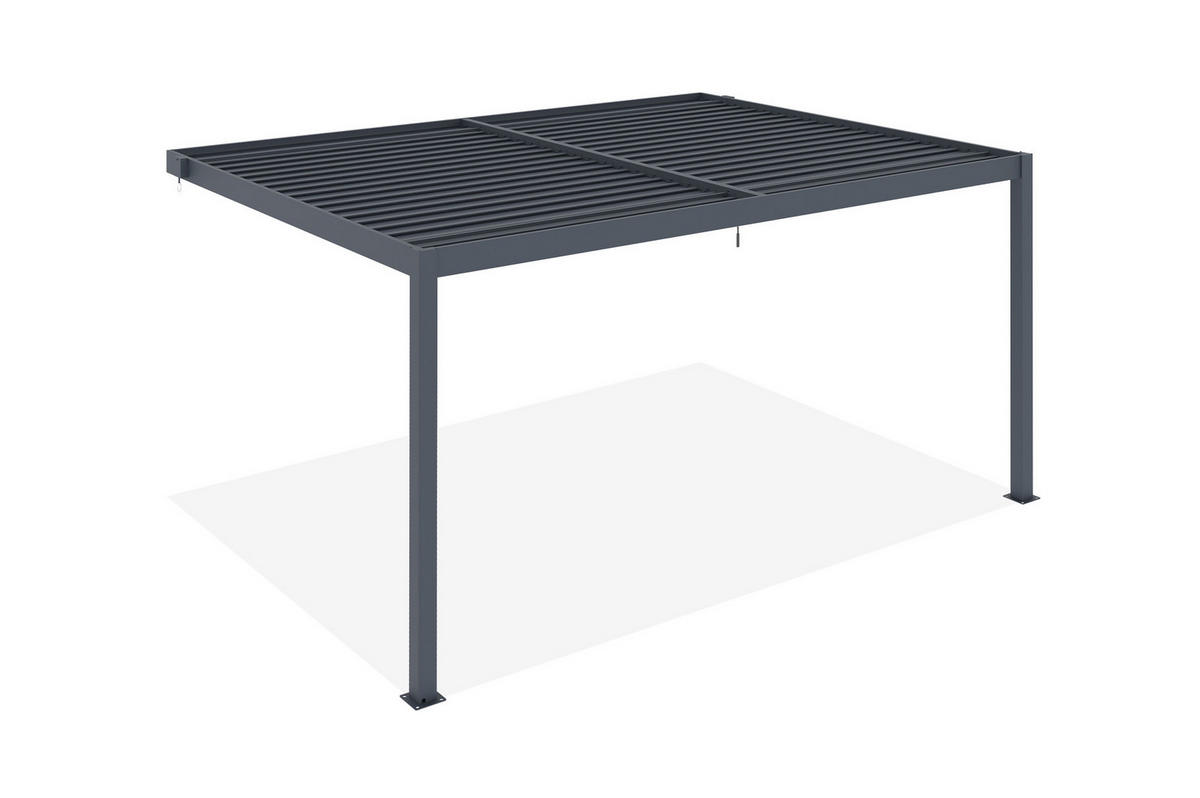 BIOKLIMATISCHE ANLEHNPERGOLA Piana Graue 4x3m Aluminium - Grau, Metall (394/218/300cm) - Cazeboo