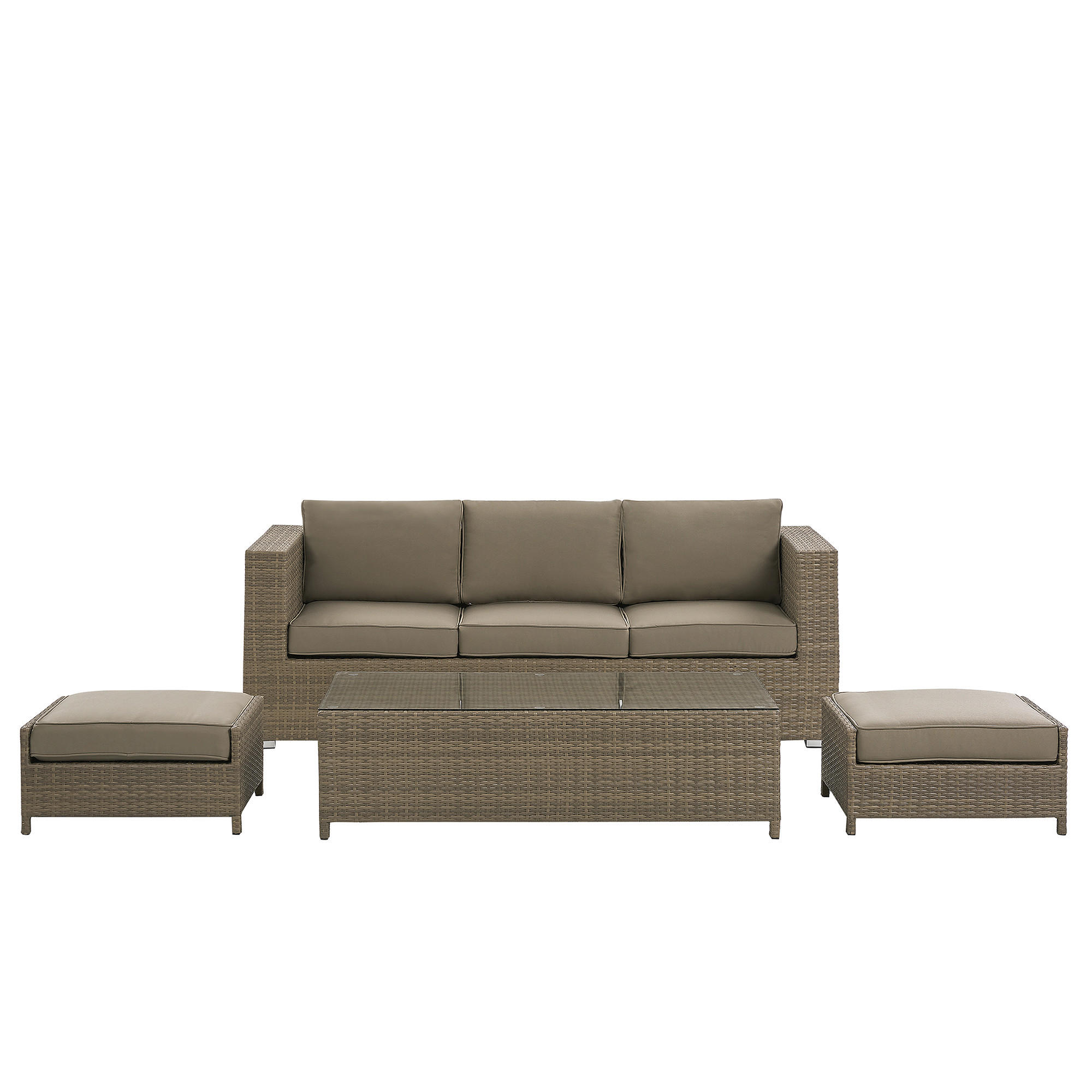 LOUNGE-SET 5-Sitzer Braun Belluno - Braun, Kunststoff - Beliani