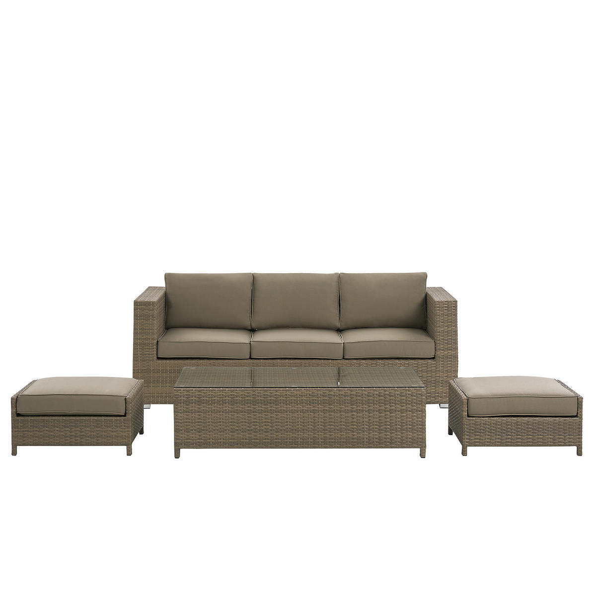 LOUNGE-SET 5-Sitzer Braun Belluno - Braun, Kunststoff - Beliani