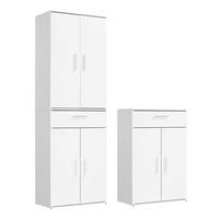 MEHRZWECKSCHRANK SET Der Allzweckwaffe - Silberfarben/Weiß, Holzwerkstoff (60/180/34cm) - Mokebo
