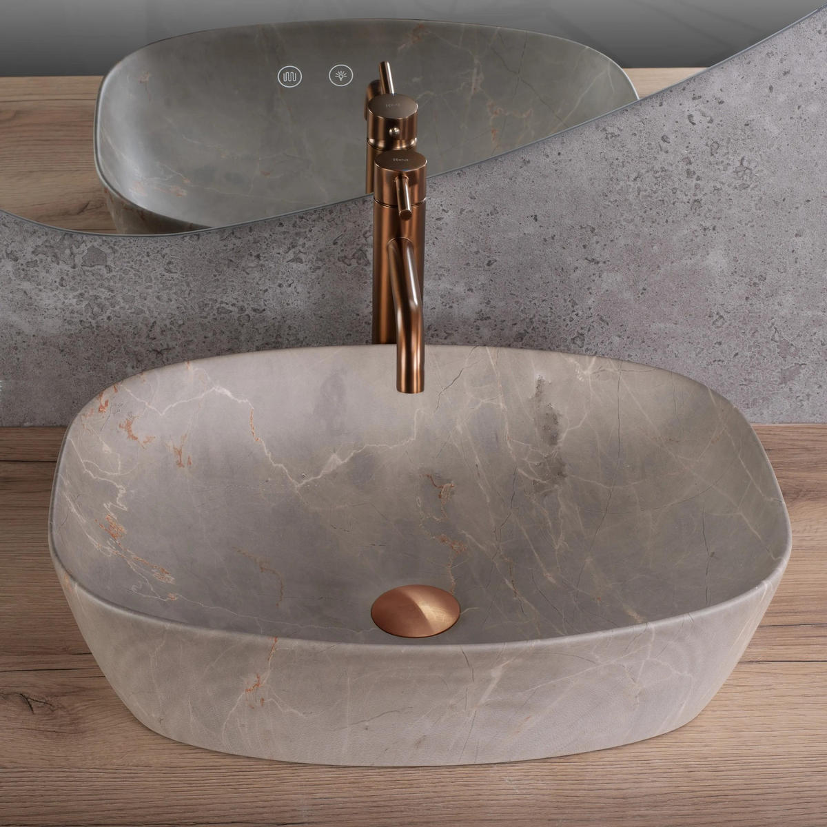 AUFSATZWASCHBECKEN Rea Freja Beige - Beige, Keramik (39.5/14/51cm) - REA