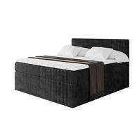 BOXSPRINGBETT mit Matratze H3|H4 und Lattenrost - TOLO KING 180x200 Cord - Schwarz - Schwarz, Holzwerkstoff (180/200cm) - ALTDECOR