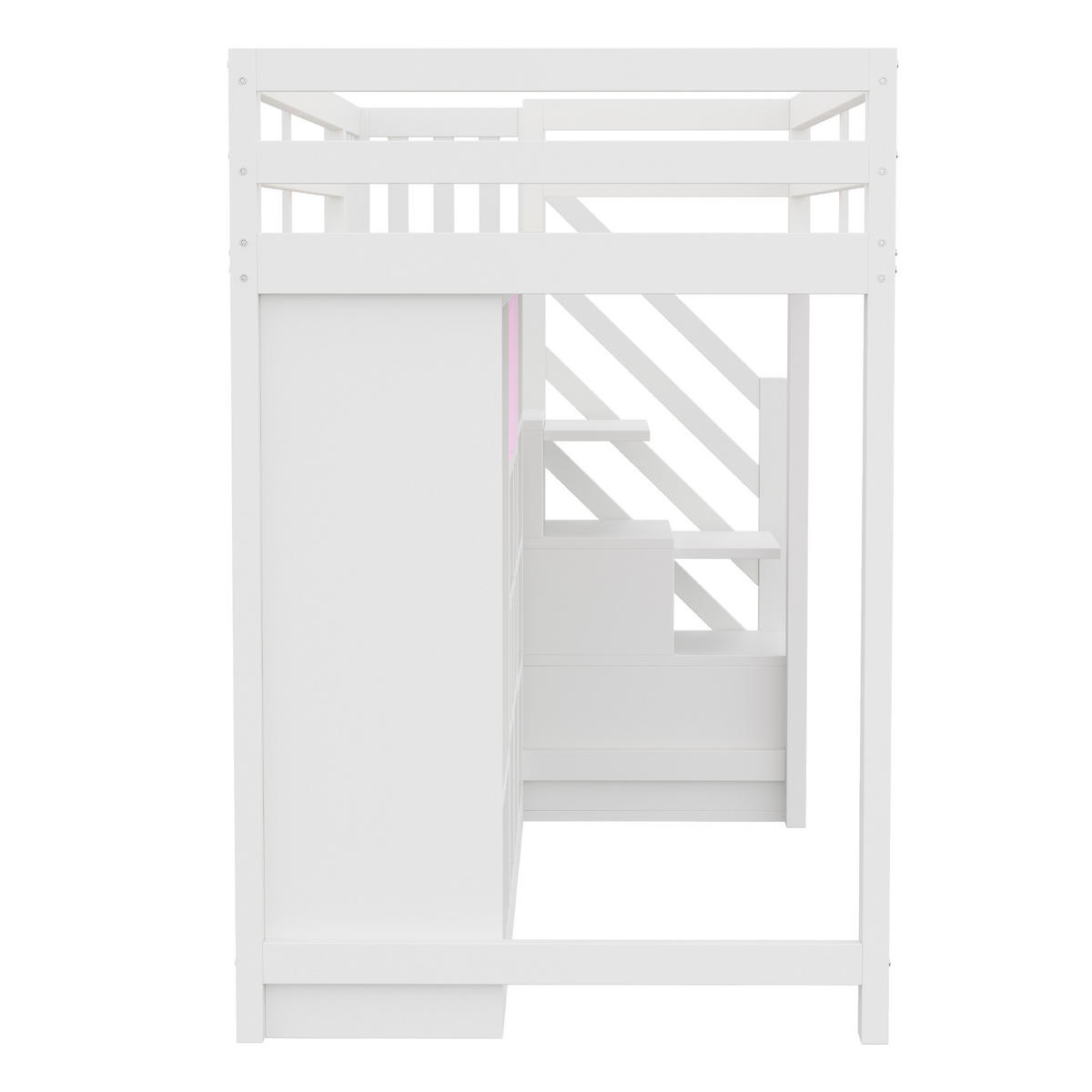 HOCHBETT 90/200 cm DE-01520, in Weiß, mit Stauraumschränken, Kleiderschrank und LED-Beleuchtung - Weiß, Holz (90/200cm) - ComfortXL