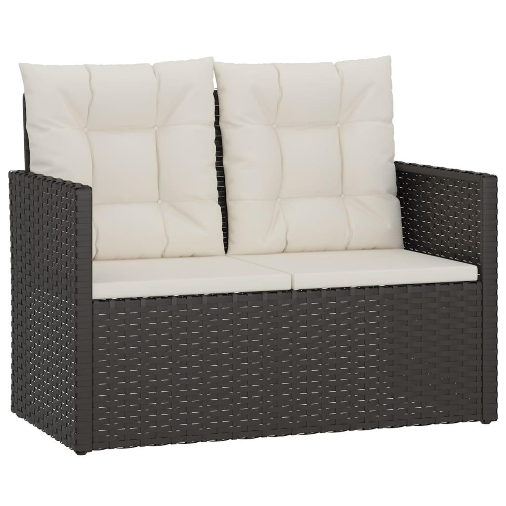 GARTENBANK mit Kissen Schwarz 105 cm Poly Rattan - Schwarz, Kunststoff (105/75/56cm) - furnicato
