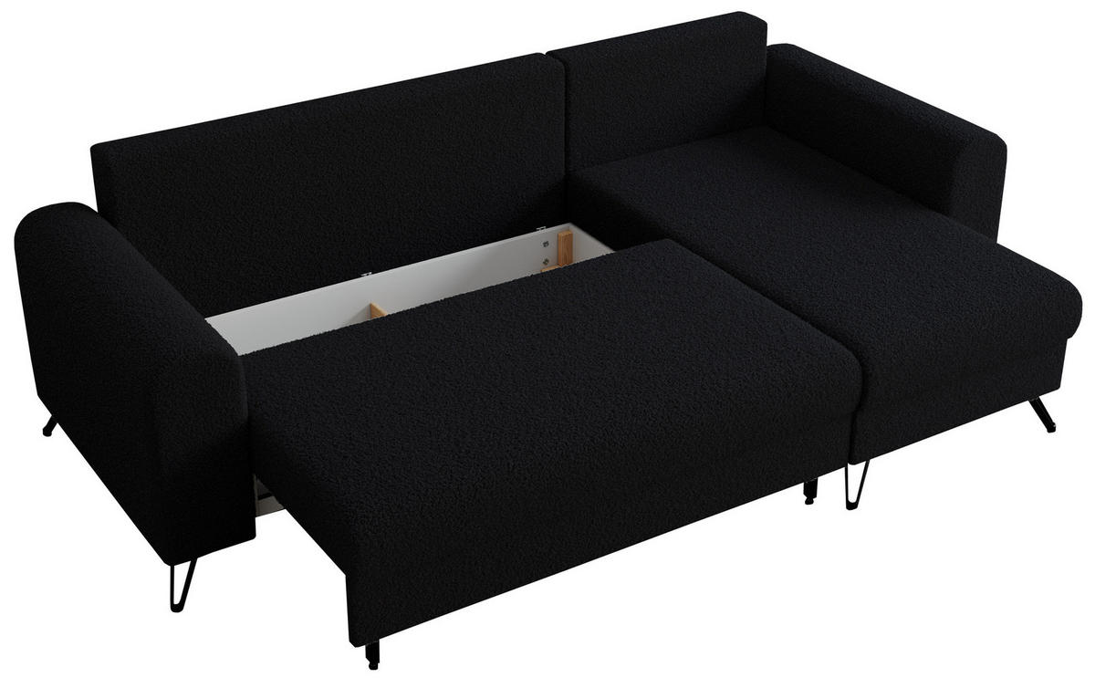 ECKSOFA Hugo Boucle Schwarz - Schwarz, Textil/Metall (242/140cm) - MKS