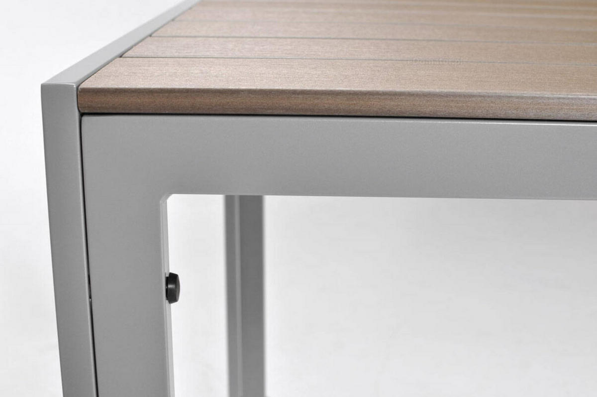 GARTENTISCH Bosano Braun, mit Silber Beine - Silberfarben/Braun, Holzwerkstoff (150/90/74cm) - Bettso